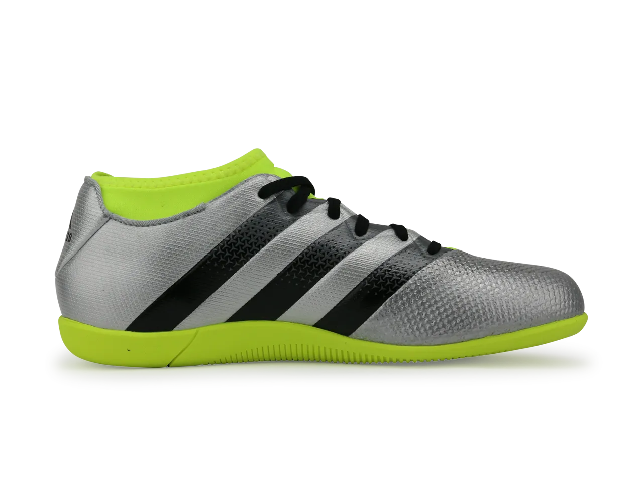 adidas Men's ACE 16.3 Primemesh Indoor Soccer Shoes Silver Metallic/Core Black/Solar Yellow