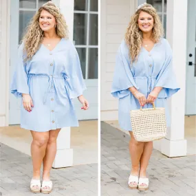 All Season Long Dress, Light Blue