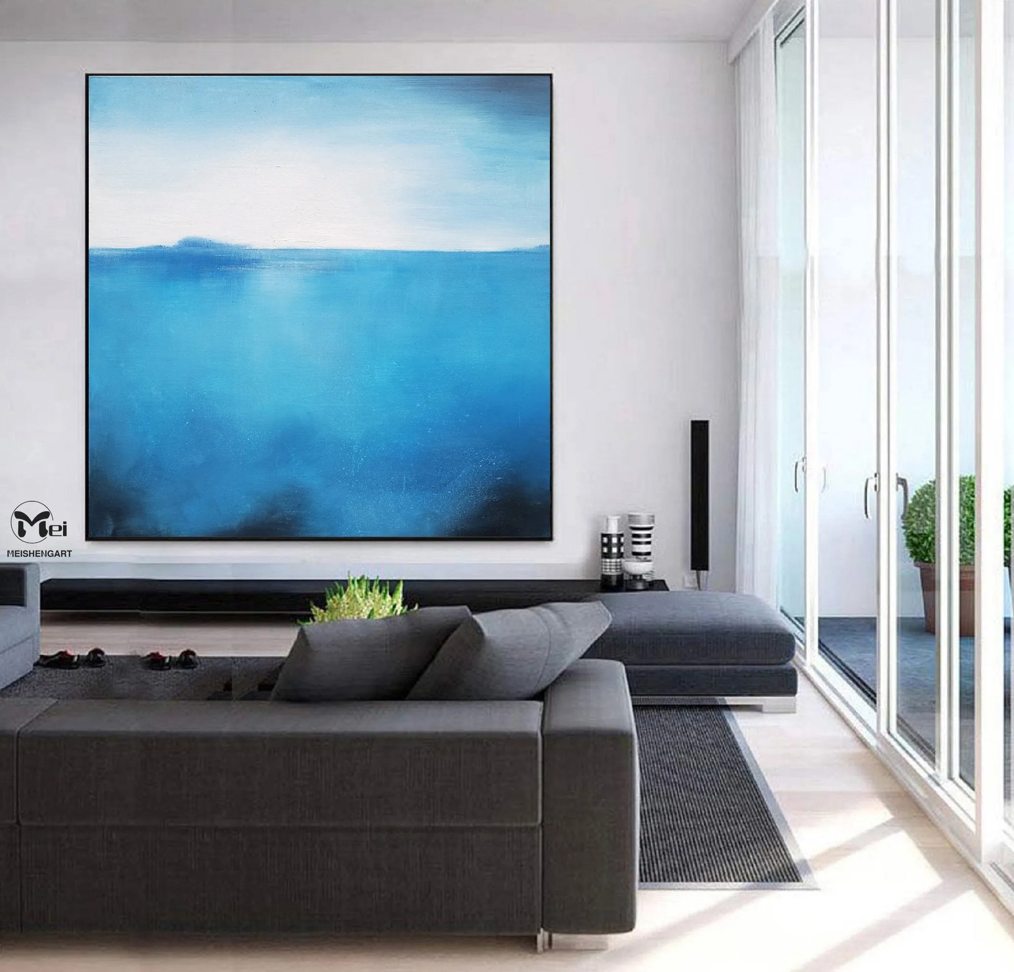 Blue Abstract Painting Landscape Painting On Canvas Kp004