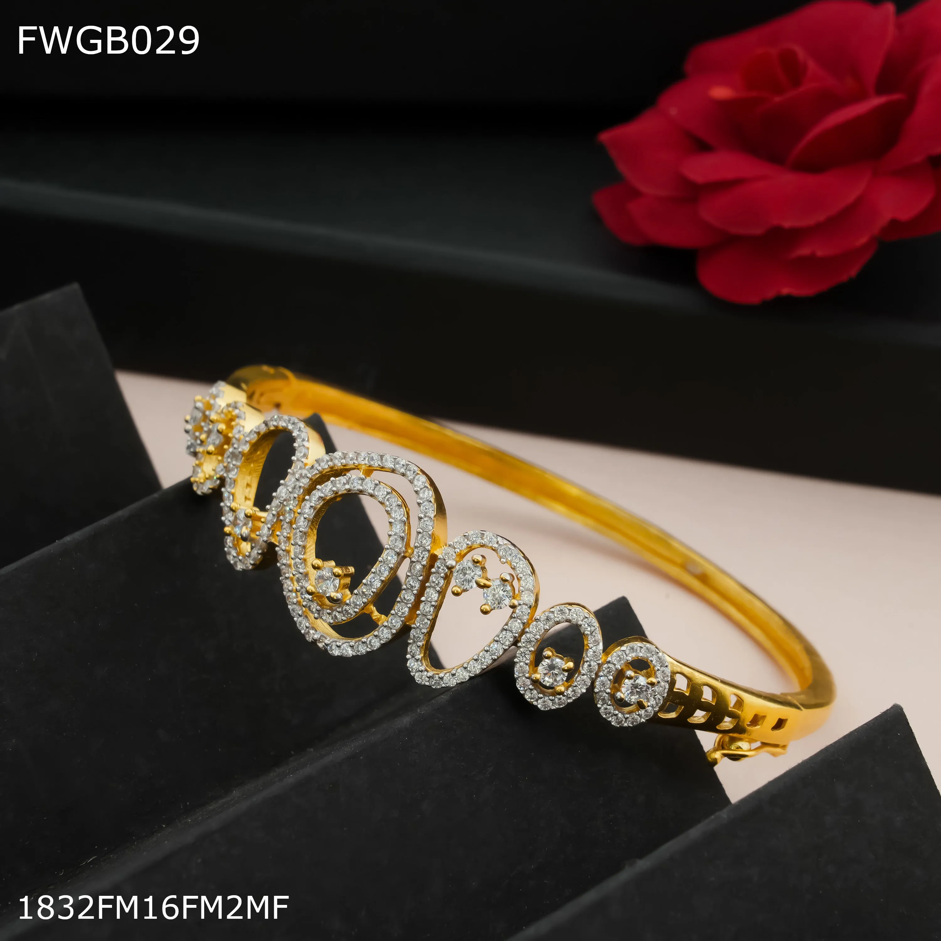 Freemen 1mg Gold plated rhodium Bangles For Women - FWGB029