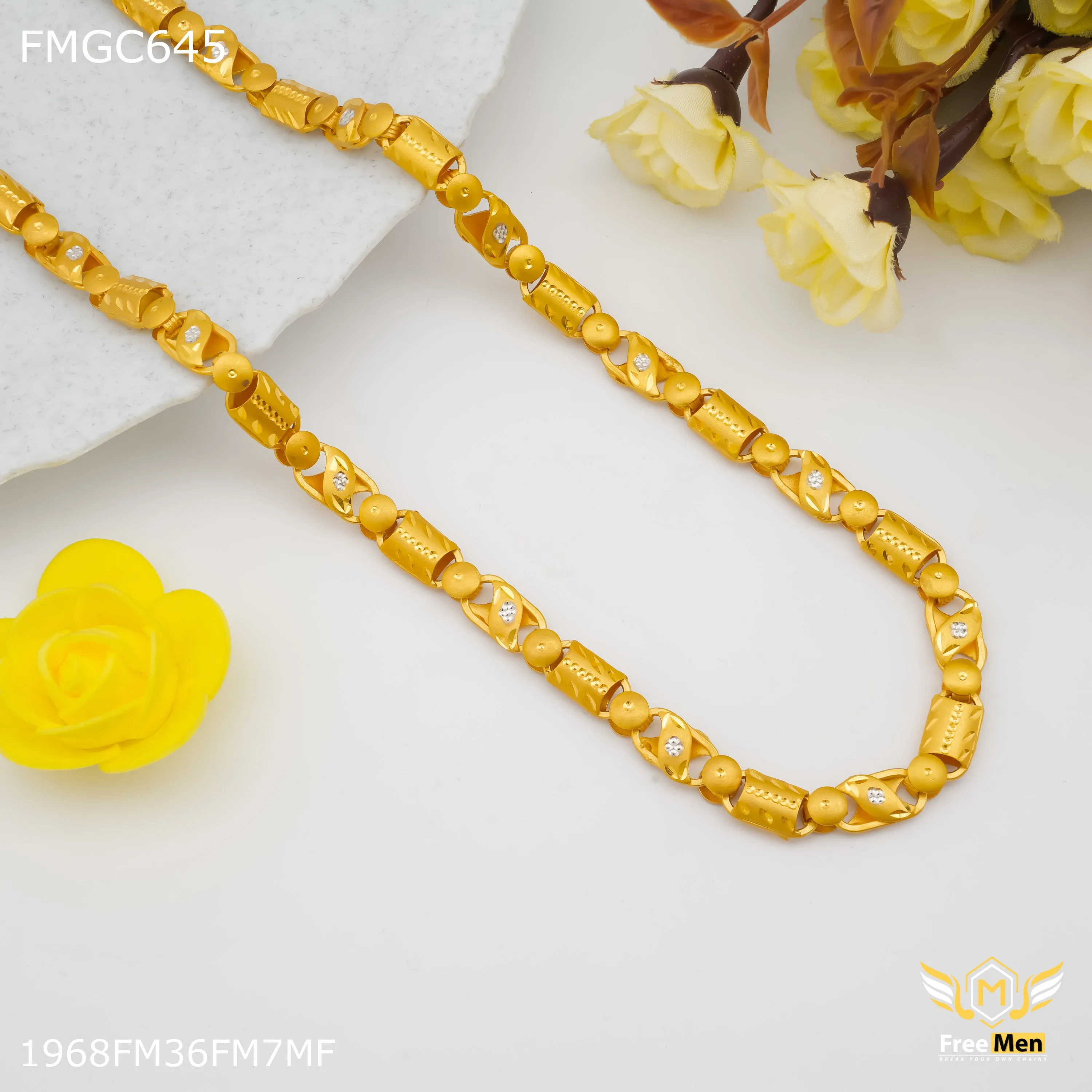 Freemen C cuting Gold Plated Chain for Man - FMGC645