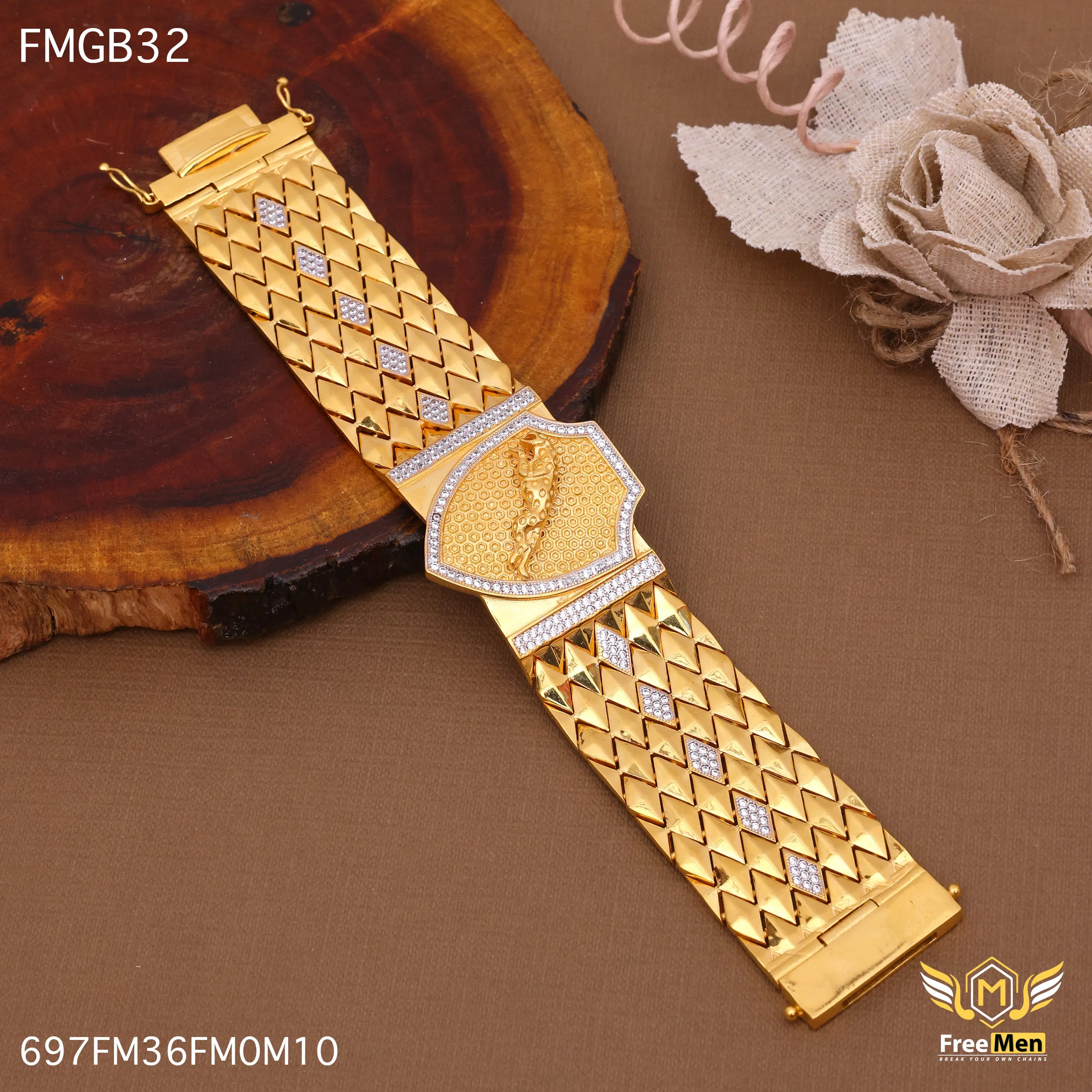 Freemen Gold Forming jaguar AD Bracelet for Men - FMGB32