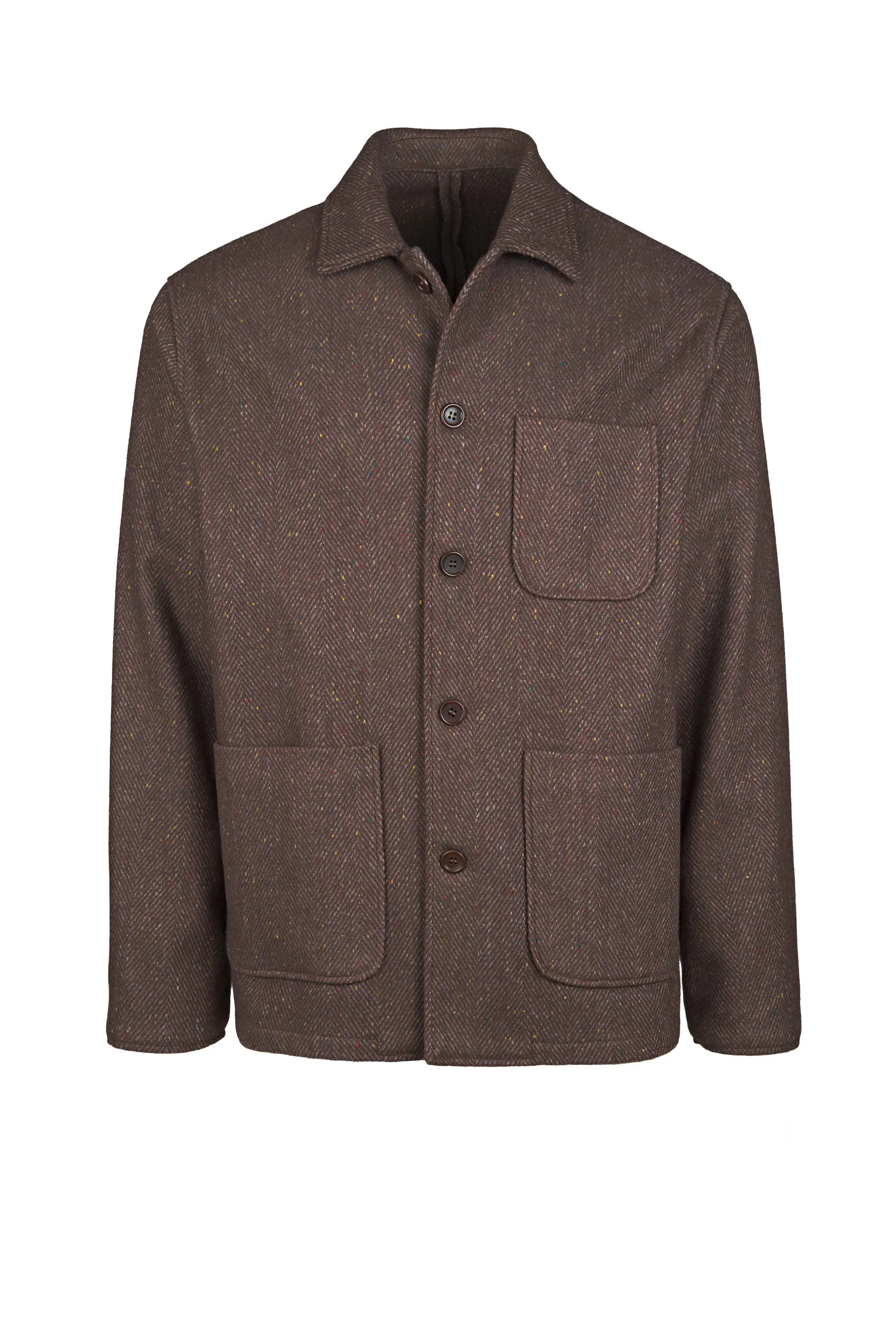 Herringbone Wool-Blend Chore Jacket with Knickerbocker Yarn