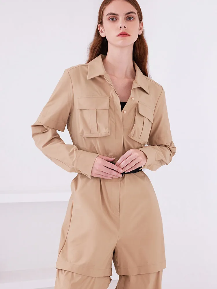 Khaki Detachable Stretchy Women Jumpsuit