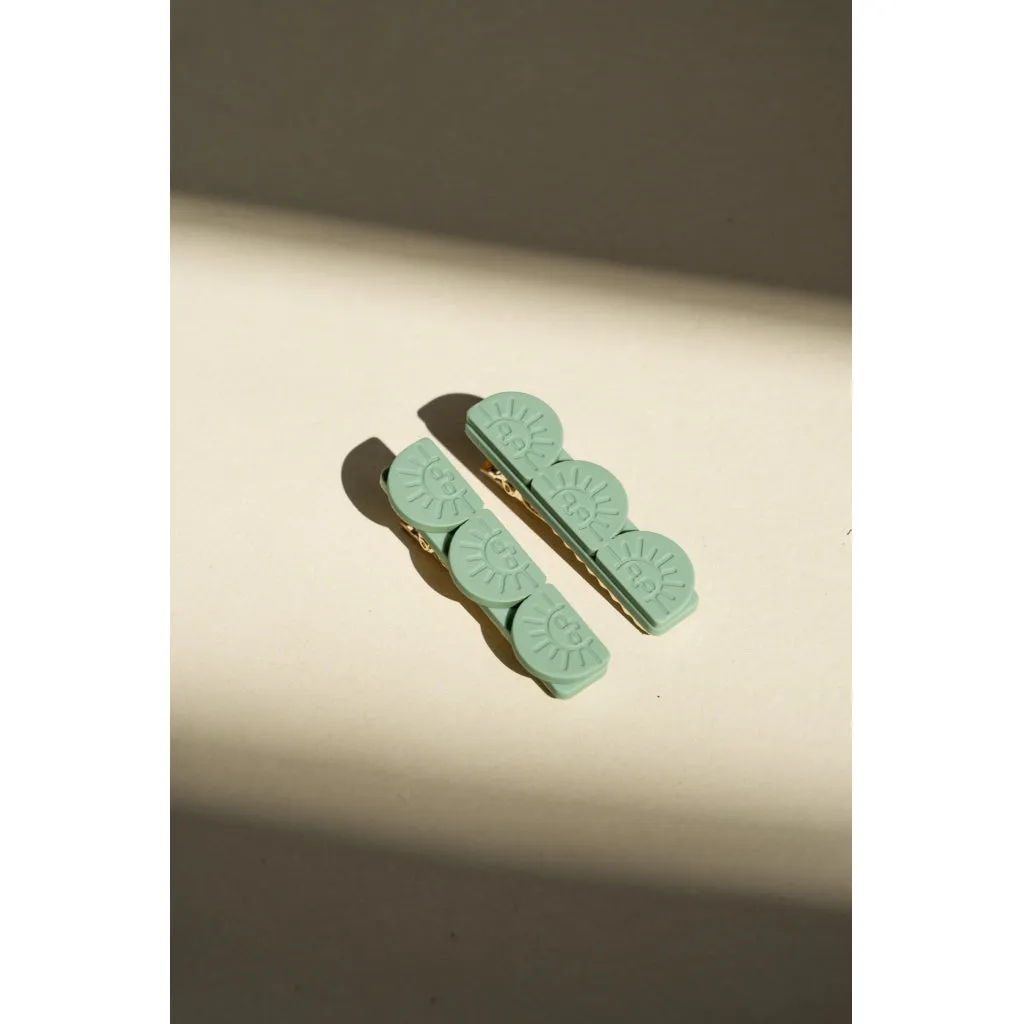 Tri Sun Bar | Hair Clips Set of 2 - Jade