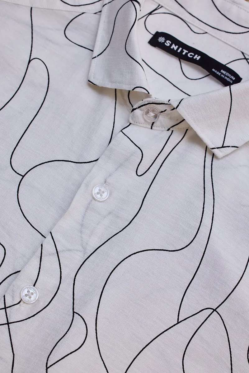 White Abstract Slim Fit Shirt